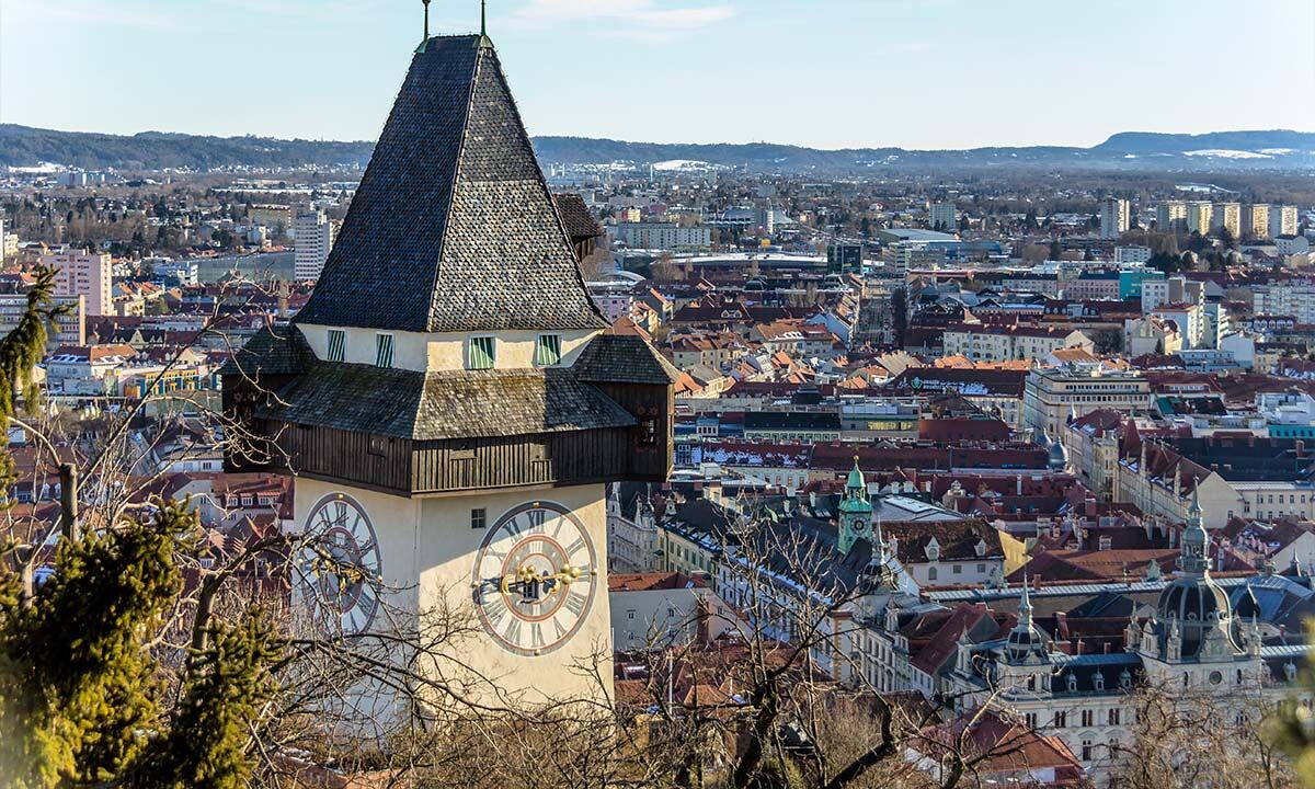 Ausblick vom Grazer Urturm über Graz